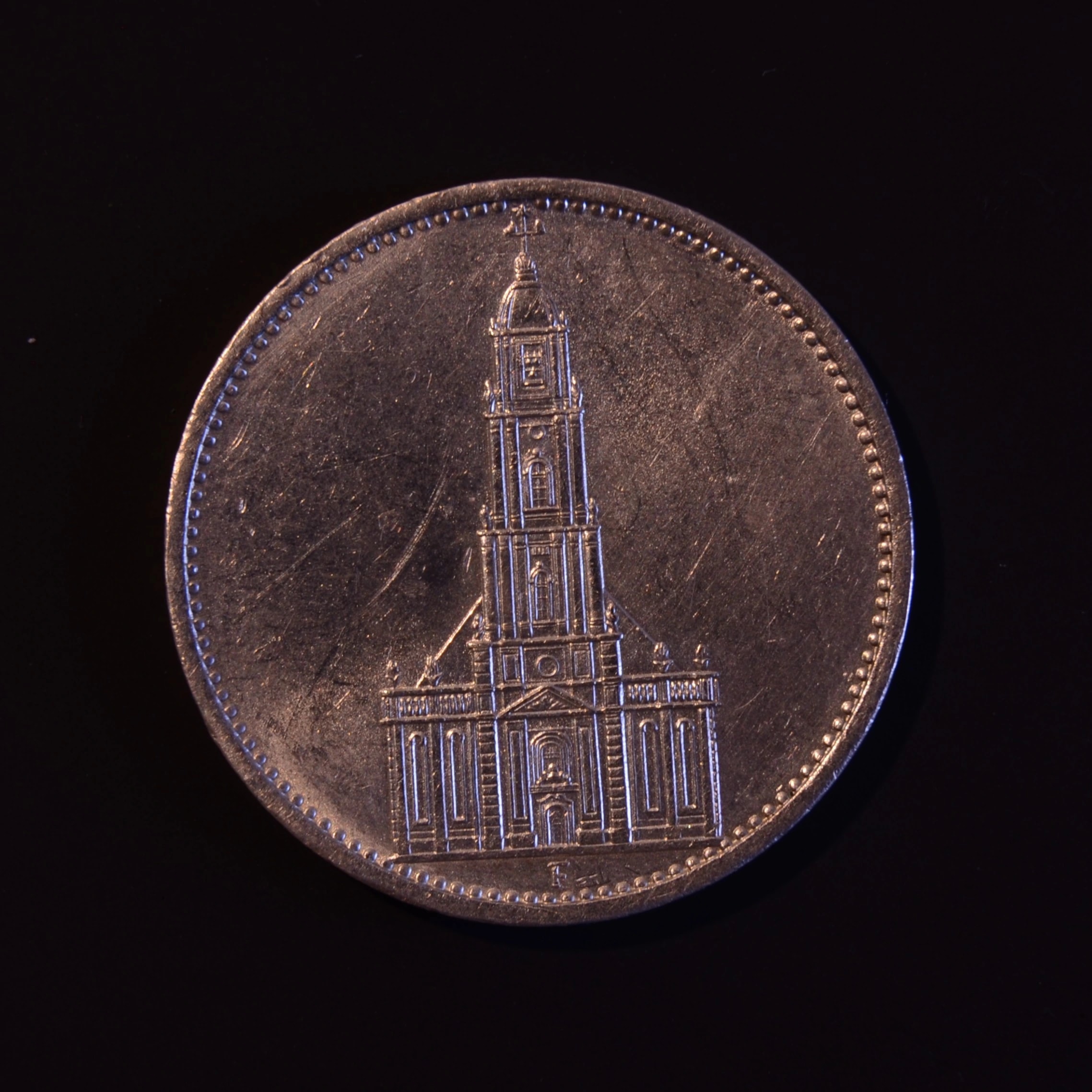 5 Reichsmark 1934 F Garnisonkirche Potsdam с серебряной монетой Адлера VZ-STGL, Немецкий доктор Райх, 1934, серебро, состояние AU — аверс