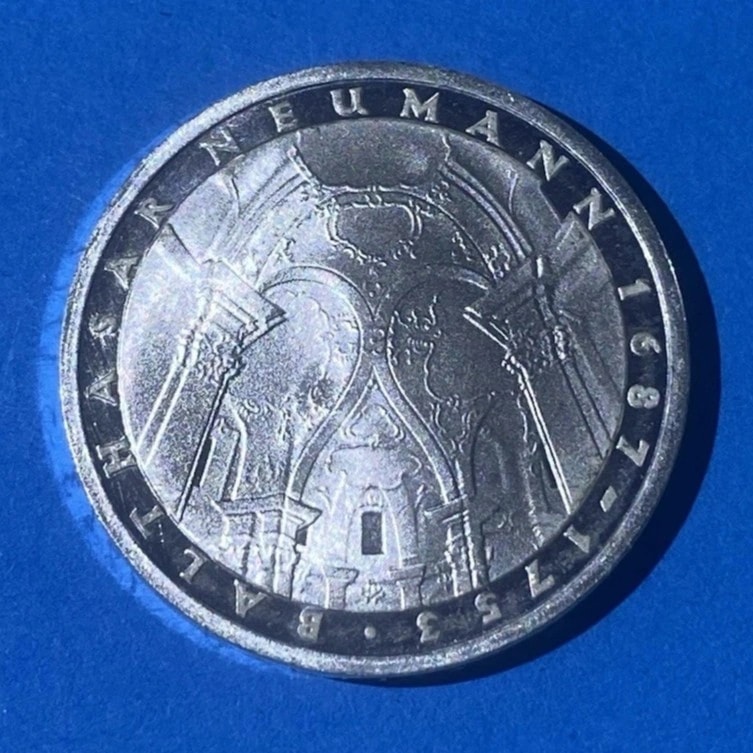 5 DM 1978 F Balthasar Neumann 225 Смерть серебряной польской пластины, ГДР, 1978, 5 DM, серебро, состояние UNC — аверс