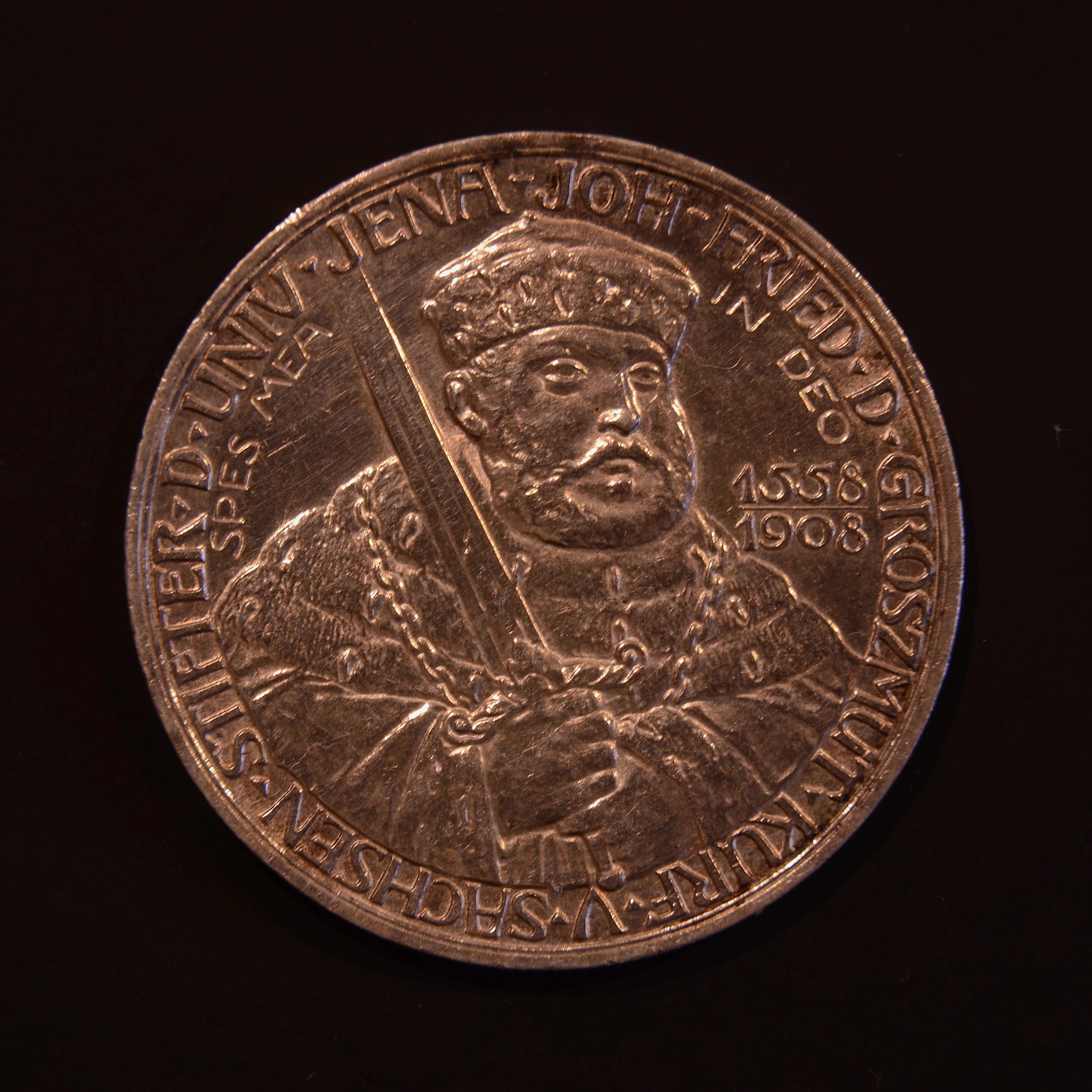 5 Mark 1908 „350 Jahre Friedrich-Schiller-Universität Jena“, Deutsches Kaiserreich, 1908, 5 Mark, Silber, Erhaltung UNC — Vorderseite