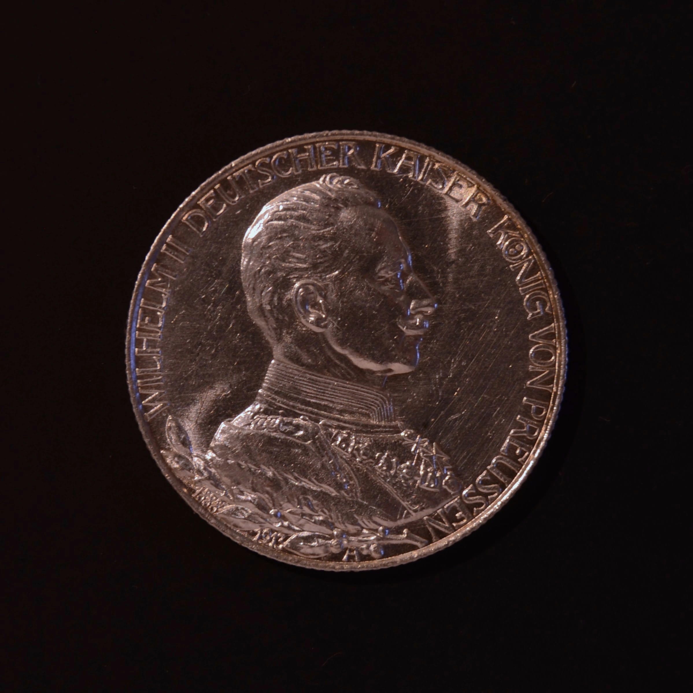 2 Mark 1913 A Kaiser Wilhelm II. Silbermünze Preußen Deutsches Kaiserreich, Германская империя, 1913, 2 Марка, серебро, состояние UNC — аверс