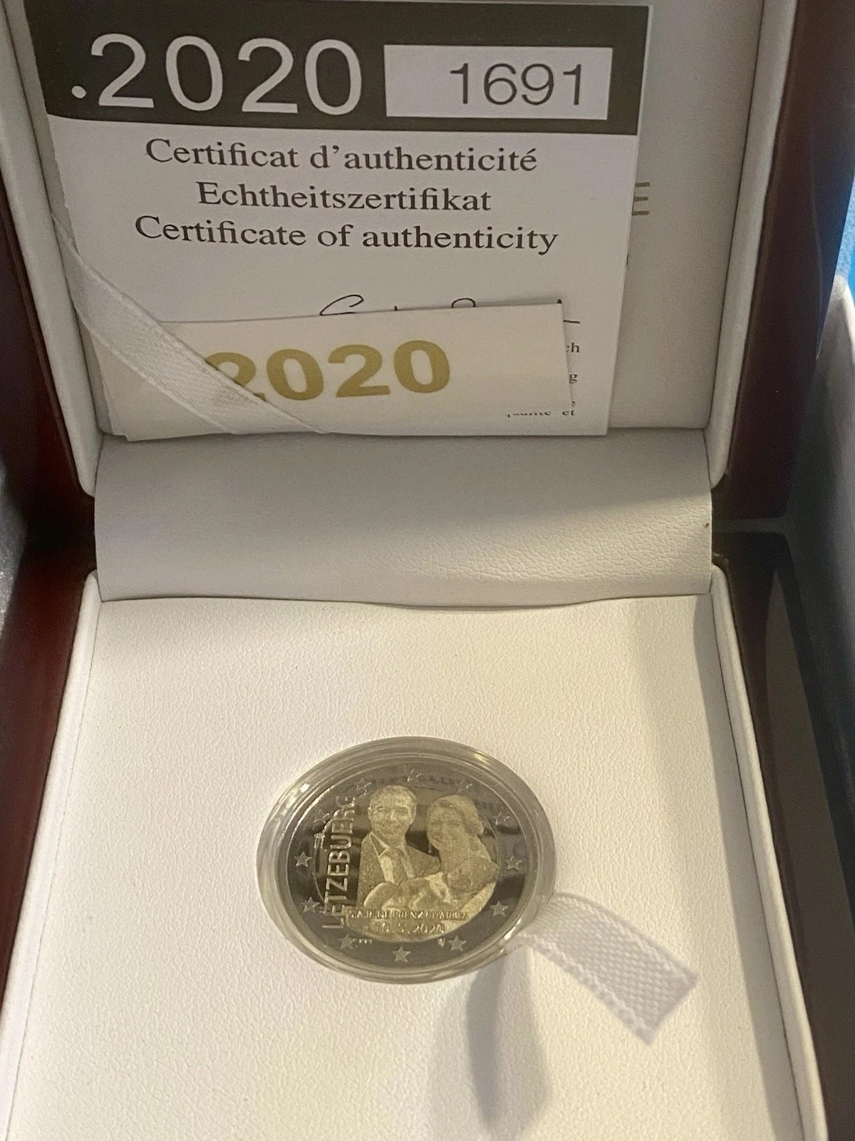 2 Евро Люксембург 2020 – Польская плита – в корпусе и сертификате – Издание 2500 – Редкость, Люксембург, 2020, другой металл, состояние UNC — аверс
